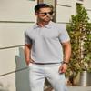COOFANDY Mens Knit Polo Shirts Short Sleeve Casual Polo Shirts Golf Summer Lightweight Shirt Grey view 2