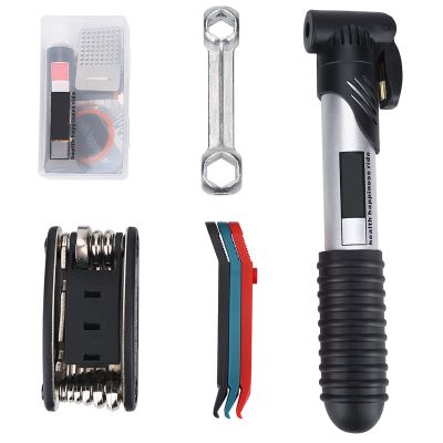 Bike Tire Repair Tool Kit, Bike Repair Tool Kit, Bike Saddle Bag Repair Tool Kits, BicycleSaddle Bag with Tire Pump, 16 in 1 Bike Multitool, BicycleTire Repair Kit for RoadMTB