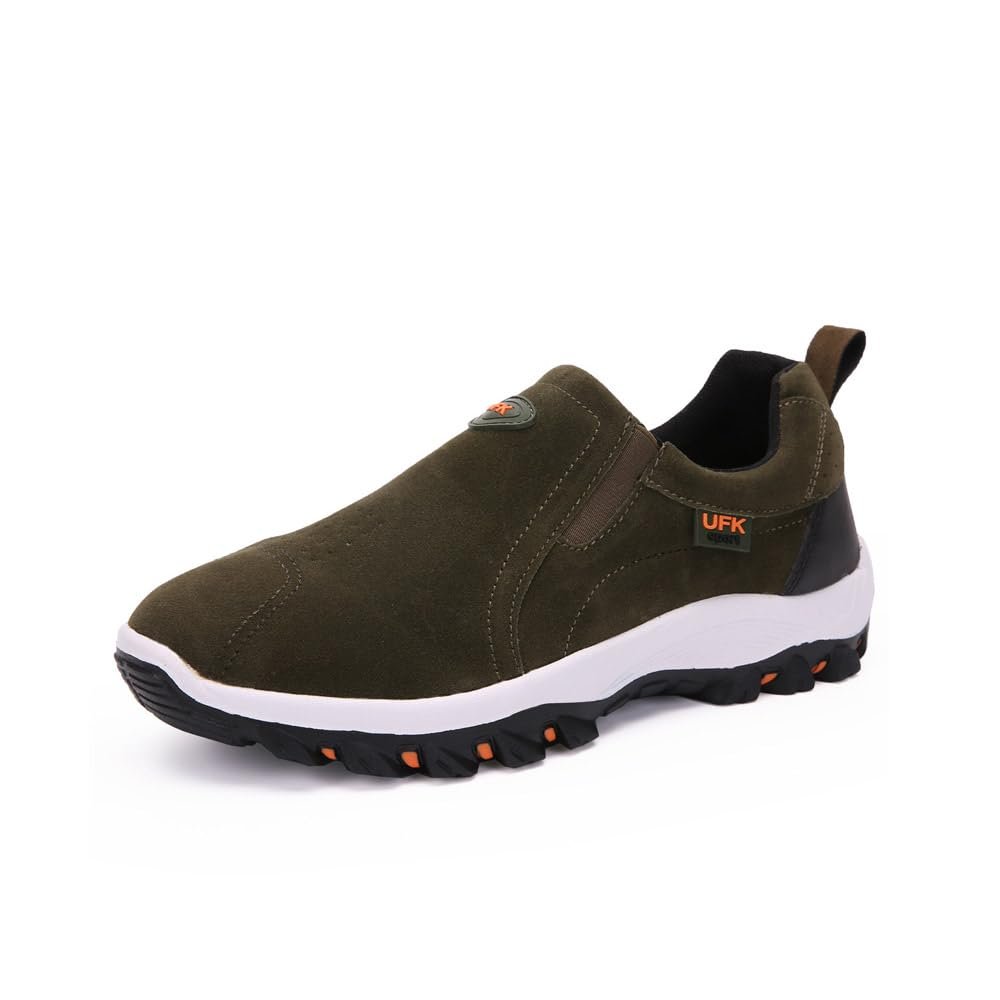 Mens Hiking Mountaineering Shoes Outdoor Breathable Trekking Sneakers Lightweight Comfortable Non-Slip Casual Shoes Green 6.5 US