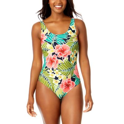 Hurley Women's UPF 50+ Sun Protection Floral One Piece Swimsuit (US, Alpha, Large, Regular, Regular, Pink)