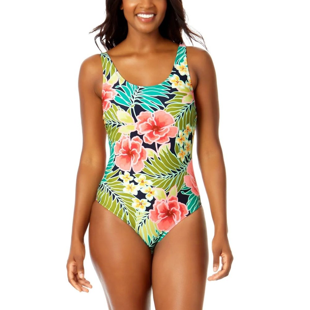 Hurley Women's UPF 50+ Sun Protection Floral One Piece Swimsuit (US, Alpha, Large, Regular, Regular, Pink)