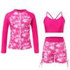 Funnycokid Girls Swimsuits Size 9-10 Bathing Suit Swimwear Boyshort Zip Rash Guard Set Pink Mermaid Bikini Long Sleeve 3 Piece view 1