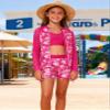 Funnycokid Girls Swimsuits Size 9-10 Bathing Suit Swimwear Boyshort Zip Rash Guard Set Pink Mermaid Bikini Long Sleeve 3 Piece view 2