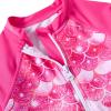 Funnycokid Girls Swimsuits Size 9-10 Bathing Suit Swimwear Boyshort Zip Rash Guard Set Pink Mermaid Bikini Long Sleeve 3 Piece view 4