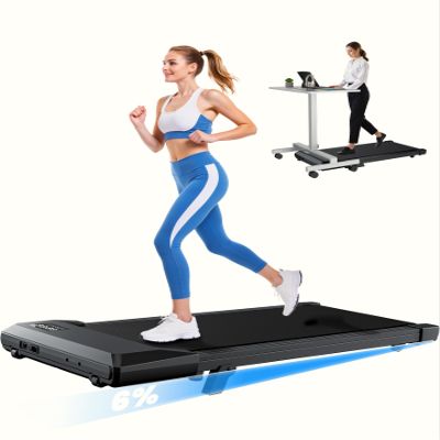 DeerRun Under Desk Treadmill with 6% Manual Incline, Walking Pad Treadmill for Home Office & Small Spaces, 0.63.8 MPH, 2.5 HP, 300 lb Capacity, App & Remote Control