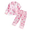 Twopumpkin Toddler Girl Valentines Day Satin Silk Pajamas 2 Piece Pajama Set Little Kid Girls Pjs Nightgown Outfit (Valentines Love Heart Bow Pink, 4-5 Years) view 1