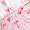 Twopumpkin Toddler Girl Valentines Day Satin Silk Pajamas 2 Piece Pajama Set Little Kid Girls Pjs Nightgown Outfit (Valentines Love Heart Bow Pink, 4-5 Years) view 2