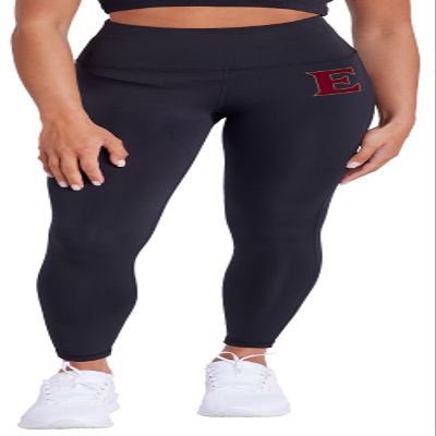 Campus Lab Elon University Primary Logo Women's High Waisted Yoga Leggings for Workout Running Yoga 7/8 Length Pants, Black, 2X-Large