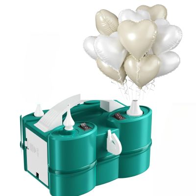 Biapian Electric Balloon Pump, 3-in-1 Portable Air Pump and Sand White Heart Balloons, 10PCS 18inch Cream Foil Heart Shape Balloons for Valentine Birthday Pool Party Inflate Supplies