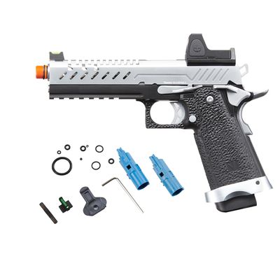 Vorsk Steel CNC Airsoft Hi-Capa 5.1 Gas Blowback Pistol w/Red Dot Sight (Black/Chrome)