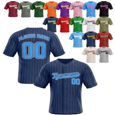 Custom Stripe Baseball Jerseys - Personalized Pinstripe Team Uniforms for Men, Women, Boys, Girls - Add Your Name, Number, Logo - Customized Baseball Shirts for Sports Fans, Teams, Events, Gifts