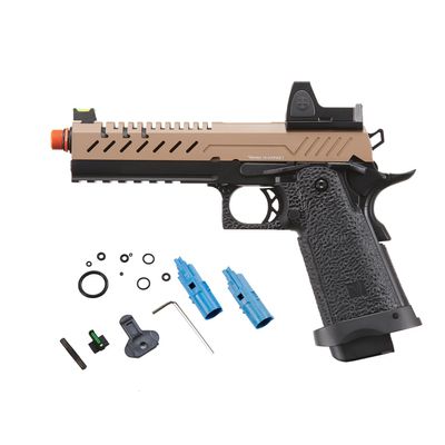 Vorsk Steel CNC Airsoft Hi-Capa 5.1 Gas Blowback Pistol w/Red Dot Sight (Black/Tan)