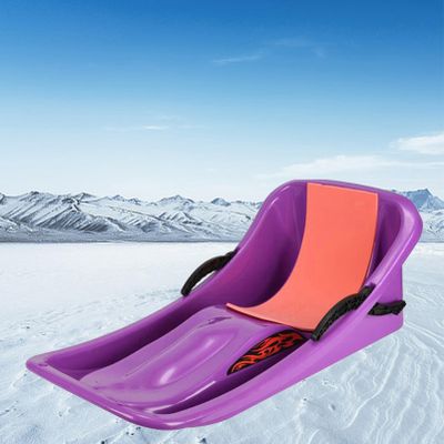 Double Thickened Sled, Snow Sledge with Backrest, Double Handle Children's Sled, Anti-Freeze and Wear-Resistant Sled
