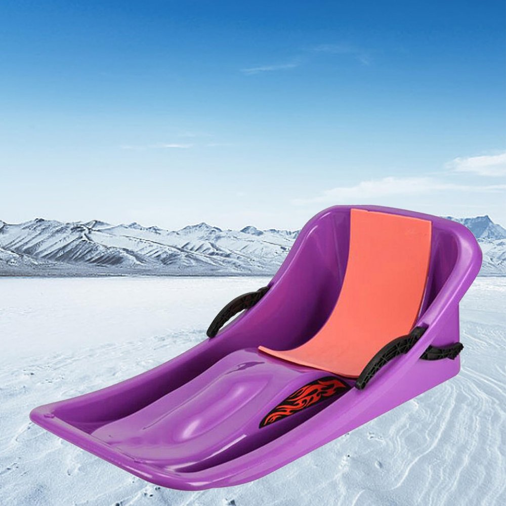 Double Thickened Sled, Snow Sledge with Backrest, Double Handle Children's Sled, Anti-Freeze and Wear-Resistant Sled