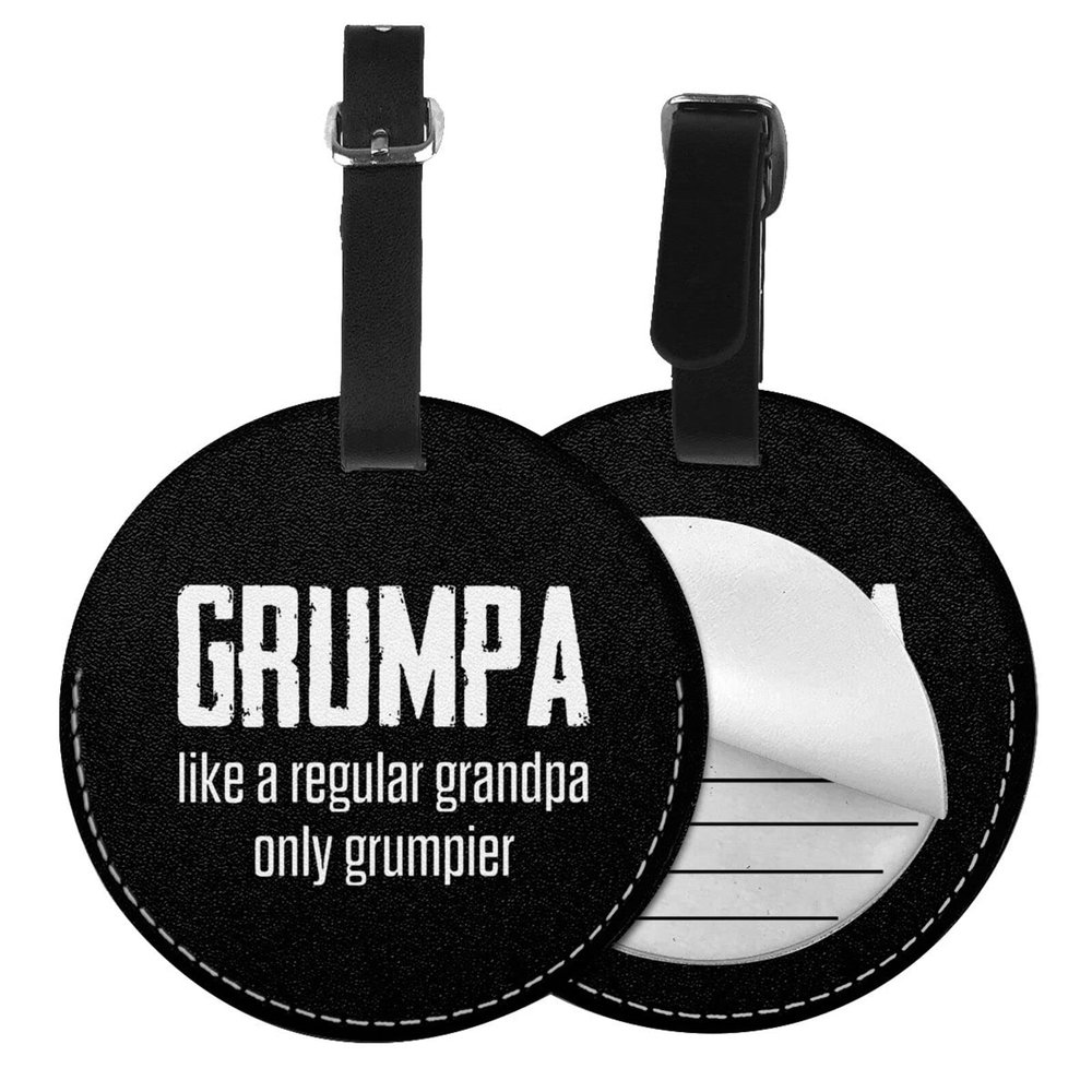 Grumpa Like Regular Grandpa Round Luggage Tag 4 PCS