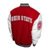 2Bhip NCAA Ohio State Buckeyes Adult Red Mens College Graduate Letterman Wool with Leather Sleeves Coat Jackets view 2