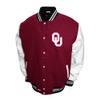2Bhip NCAA Oklahoma Sooners Adult Red Mens College Graduate Letterman Wool with Leather Sleeves Coat Jackets