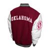 2Bhip NCAA Oklahoma Sooners Adult Red Mens College Graduate Letterman Wool with Leather Sleeves Coat Jackets view 2