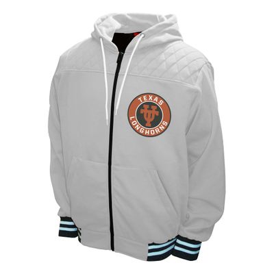 2Bhip NCAA Texas Longhorns Adult White Mens College Walk-On Full Zip Soft Fleece Hood Hoodie Coat Jackets
