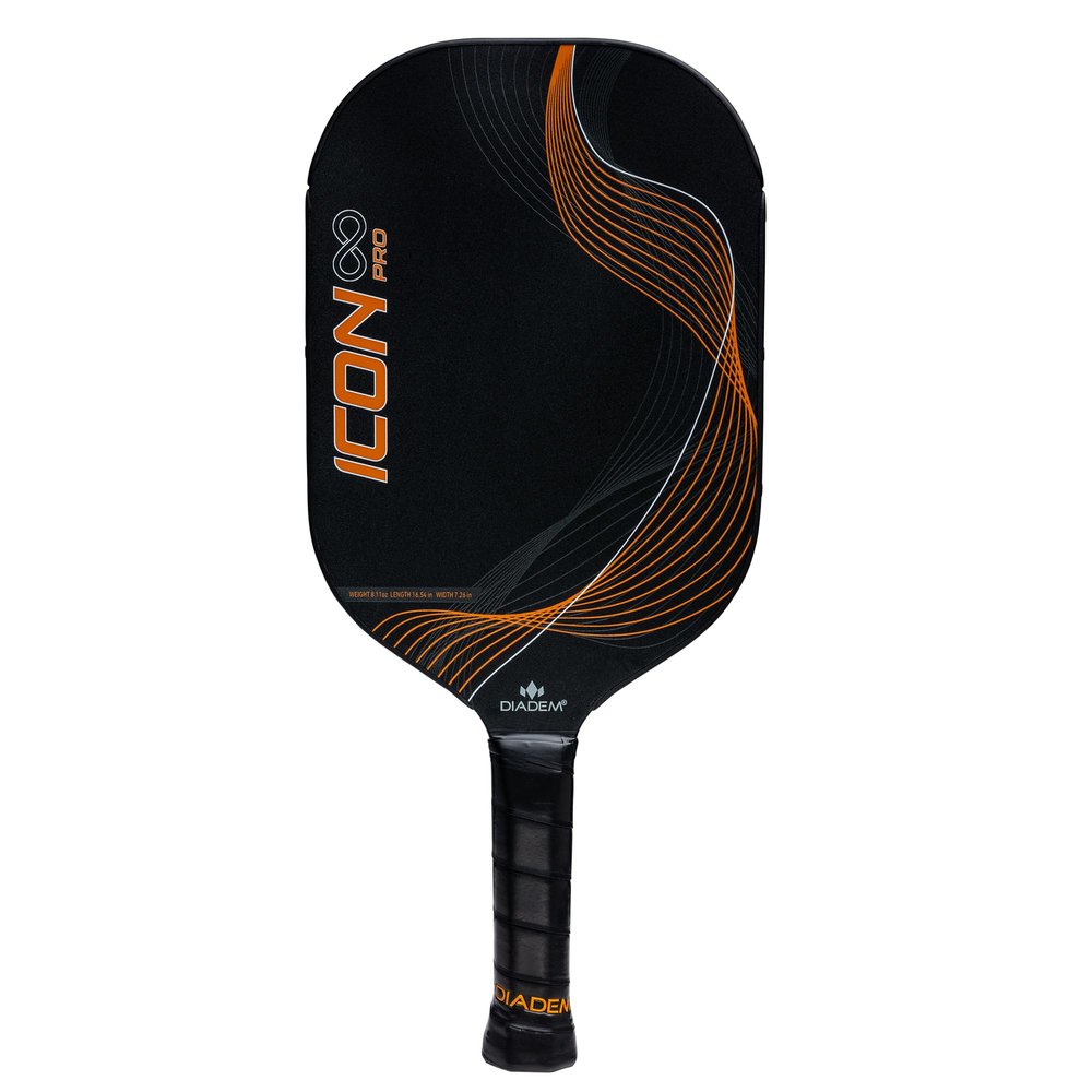 Diadem Icon Infinity Pro Pickleball Paddle | USAPA Approved | Dual Foam Core & Carbon Fiber | Maximum Power, Control, and Spin | High Performance with Replaceable Edge Guard (Inferno Orange)