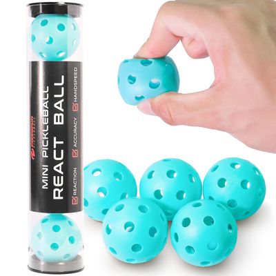 PIKKOFUN React Mini Pickleball Balls -5 Pack Silent Pickleball Balls for Training - Soft Practice Ball for Improve Hand Speed, Paddle Control and Accuracy - Blue