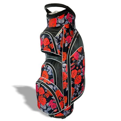 Taboo Fashions Monaco Collection 14-Way Ladies Golf Bag - Lightweight Womens Golf Cart Bag with Insulated Cooler Pocket, Rain Hood & More - Golf Accessories for Women (Red Roses)