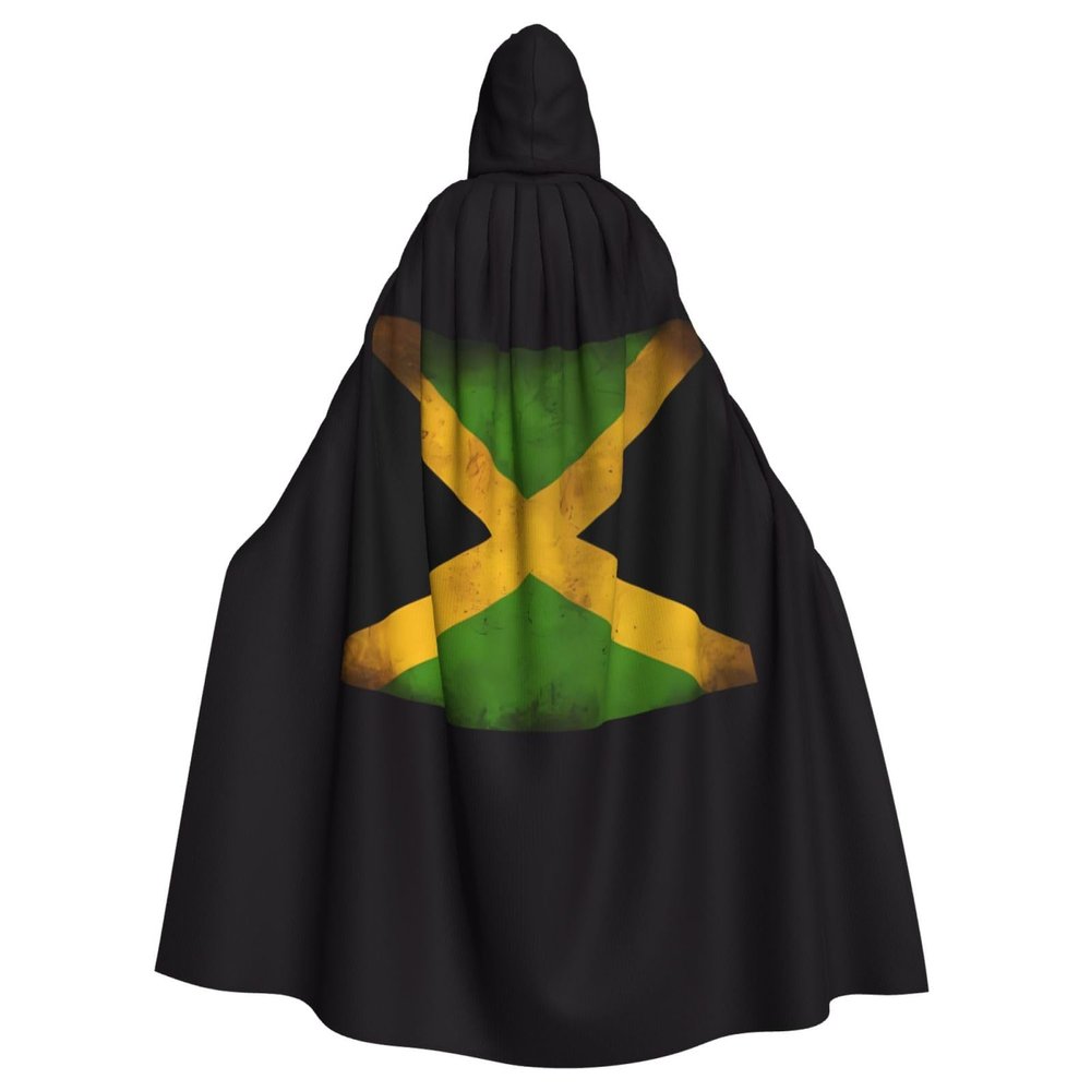 YzgWjBhd Old Jamaican Flag Print Hooded Cloak, Funny Cosplay Costume for Halloween Christmas Witch Cape Robe