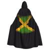 YzgWjBhd Old Jamaican Flag Print Hooded Cloak, Funny Cosplay Costume for Halloween Christmas Witch Cape Robe view 1