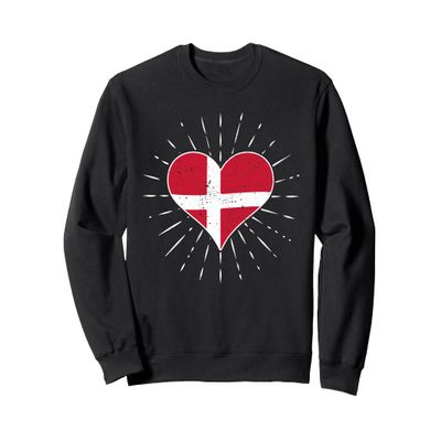 Danish Flag Vintage Heart Denmark Lover Retro Sweatshirt