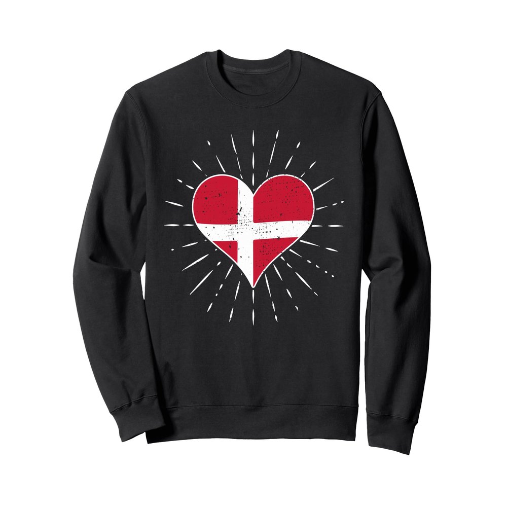 Danish Flag Vintage Heart Denmark Lover Retro Sweatshirt