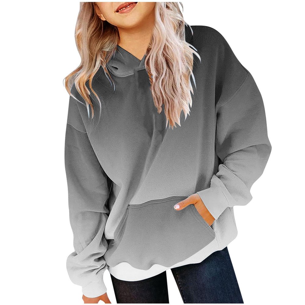 Ayolanni little girls hooded sweatshirts Cute Hoodies for Teen Girls Trendy Preppy Hooded Sweatshirts Oversized Long Sleeve Shirts Gradient Clothes for Girls