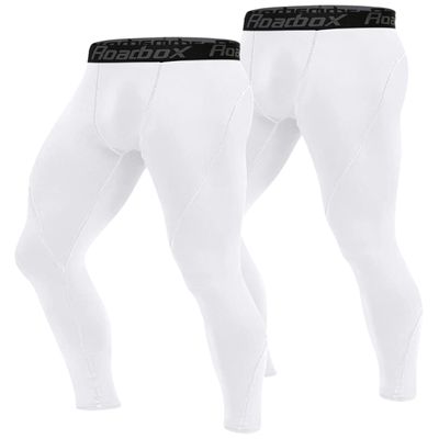 Roadbox 2 Pack Men's Compression Pants Cycling Tights Leggings Workout Bottoms Baselayer for Gym Basketball Running