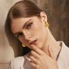 FILMOON Gold Geometric Clip On Earrings for Women 18K Gold Plated Chunky Earring Trendy Knot Stud Small Twisted Link Clip Earrings view 4