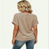 EyMuse Women V Neck T Shirts Cute Basic Short Sleeve Tops Fashion Loose Fit Blouses Summer Basic Tees 2025 Khaqi,S view 4