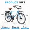 WEEROCK 26 Inch Cruiser Bike 7 Speeds Vintage Style Bicycle City Bike Commute Bikes with Front and Rear Cargo Rack, Steel Frame, V-Brake for Adult, Man, Women, Dark Blue view 4