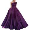 Women's Split Hem Elegant Maxi Dress Sleeveless Slim Fit Cocktail Party Dress One Shoulder Solid Satin Dresses (Purple,XX-Large) view 1