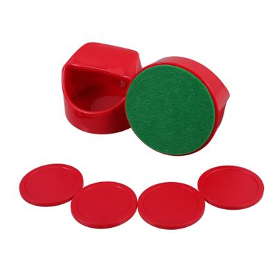 ORFOFE 1set Red Replacement Ice Hockey Pucks and Sliders for Game Tables Includes Paddles Felt Pads Thick Pucks for Indoor Hockey Fun