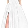 Women's Split Hem Elegant Maxi Dress Sleeveless Slim Fit Cocktail Party Dress One Shoulder Solid Satin Dresses (White,Small) view 2