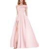 Women's Split Hem Elegant Maxi Dress Sleeveless Slim Fit Cocktail Party Dress One Shoulder Solid Satin Dresses (Pink,Large) view 1