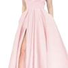 Women's Split Hem Elegant Maxi Dress Sleeveless Slim Fit Cocktail Party Dress One Shoulder Solid Satin Dresses (Pink,Large) view 2