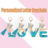 Suweibuke Cute Pink Key Chains for Women Girls, Initial Letter Keychains with Tassel, Charms for Key Purse Handbags Backpacks (Blue Ocean-O) view 4