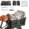 BEEYEO Rear Bike Basket, Foldable Bicycle Rear Basket, Large Capacity Bike Storage Rear Basket, Universal Bike and Electric Bike Rear Basket with Waterproof Cover, Cargo Net, Easy to Install view 1