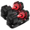 Yes4All 55lbs Pair Red Grip Adjustable Dumbbells Weights, 5 in 1 Weights Dumbbell with One Second Dial Handle for Different Workout Levels view 1