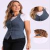 Allegra K Denim Vest for Women's Halter Neck Button Down Backless Jean Waistcoat Medium Gray Blue view 2
