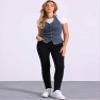 Allegra K Denim Vest for Women's Halter Neck Button Down Backless Jean Waistcoat Medium Gray Blue view 4