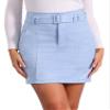 Allegra K Faux Suede Skirt for Women's High Waist Casual Belted Pencil Skirts X-Small Light Blue view 1
