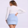Allegra K Faux Suede Skirt for Women's High Waist Casual Belted Pencil Skirts X-Small Light Blue view 2