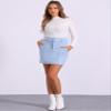 Allegra K Faux Suede Skirt for Women's High Waist Casual Belted Pencil Skirts X-Small Light Blue view 3