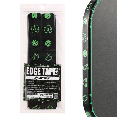 AMA SPORT Pickleball Paddle Edge Guard Tape With Smiley 2 Pack Protection Tapes 23mm Width Cover Perfectly Fits Curved Edge Without Wrinkling (Green)