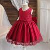 HNXDYY Baby Girls Lace Dress Bowknot Flower Dresses Wedding Baptism Party Tutu Gown (3-4 Years,060 Red-C) Size 110 view 2